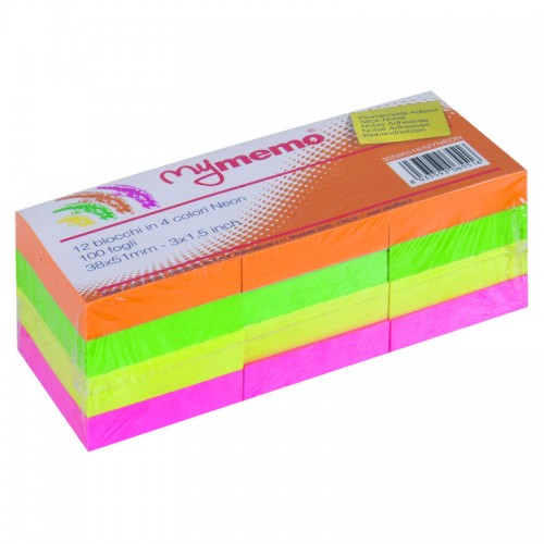 Memo adesivi neon Mymemo 38x51 12 pezzi